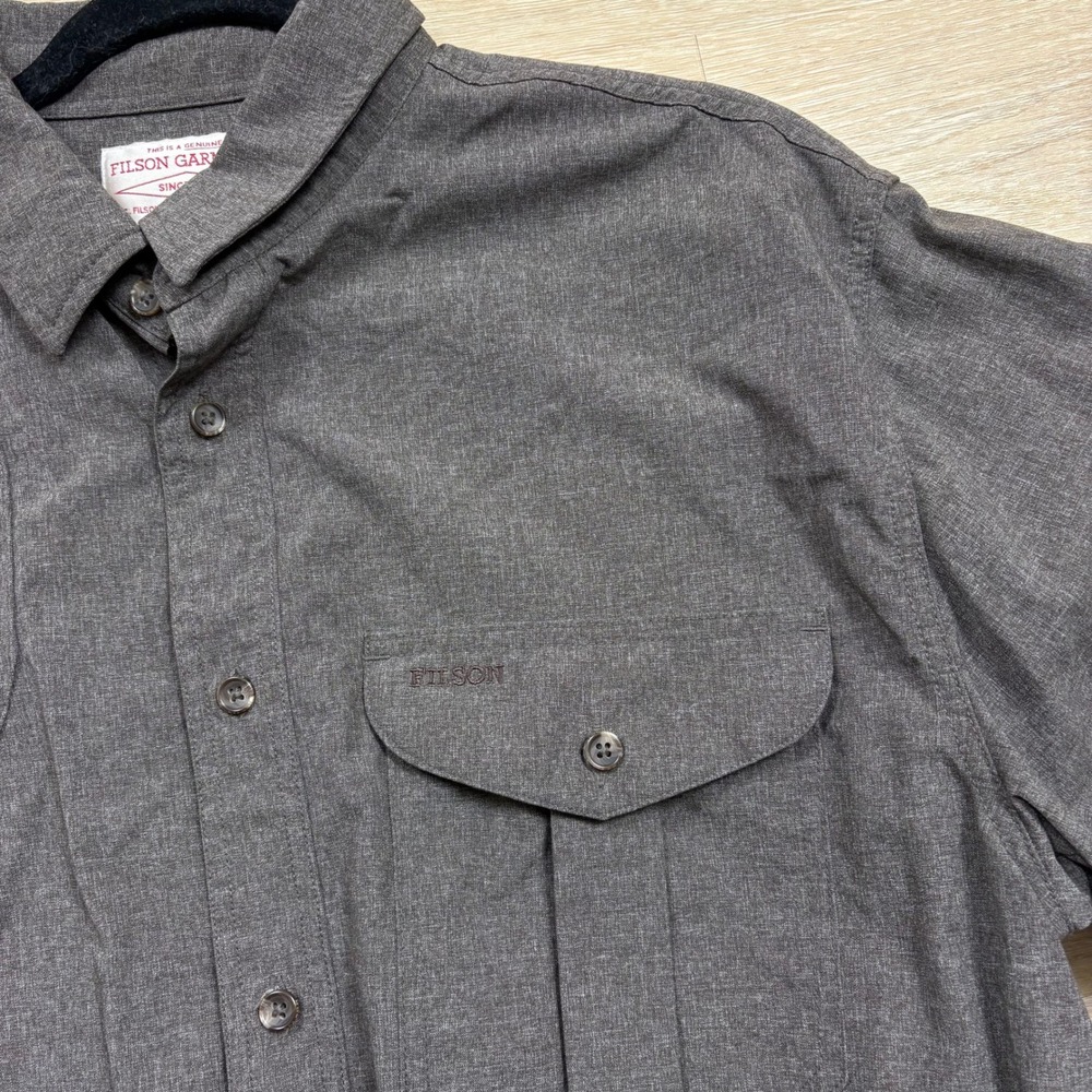Filson Long Sleeve Button Down Shirt Men's Large Color Brown - Picture 4 of 7